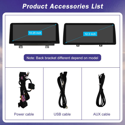 Tela de toque multimídia 1920*720 para BMW Série 1/2/3/4 F20/F21/F22/F30/F31/F33/F34/F36, sistema Android Auto NBT com Carplay sem fio