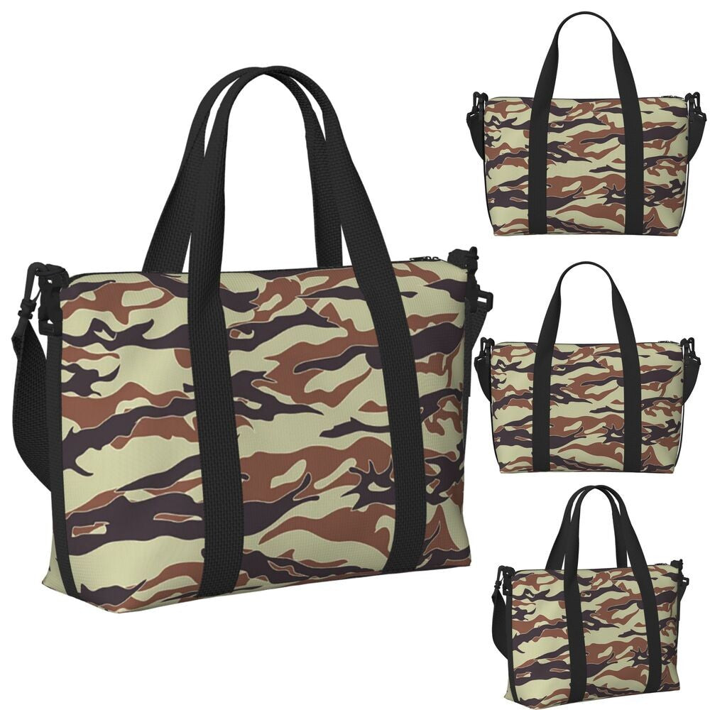Tiger Stripe Camouflage Military Camo Beach Travel Bag Large Capacity Tote Bags for Gym Yoga Women Shopping Duffle Shoulder Bag