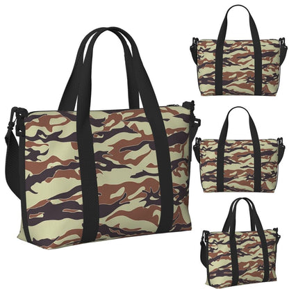Tiger Stripe Camouflage Military Camo Beach Travel Bag Large Capacity Tote Bags for Gym Yoga Women Shopping Duffle Shoulder Bag