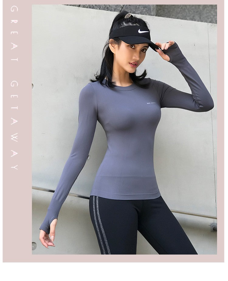 Fitness Tops Women Tight Sports Long Sleeve Yoga Clothing Running Training Clothes Gym Workout Shirt Comfortable Training Cloth