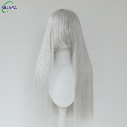 Peruca de Cosplay Longa e Lisa de Altíssima Qualidade, 400g, 48 Cores, 60cm, com Franja, Resistente ao Calor, Perucas Anime + Touca de Peruca