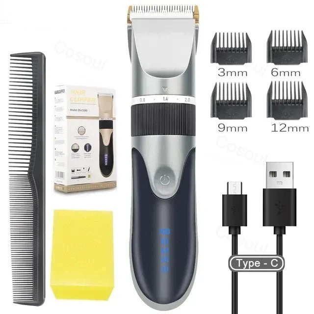 Professional Cordless Rechargeable Electric Hair Clipper - For Men, Adults & Kids, Barber-Grade Hair Trimmer & Cutter Machine