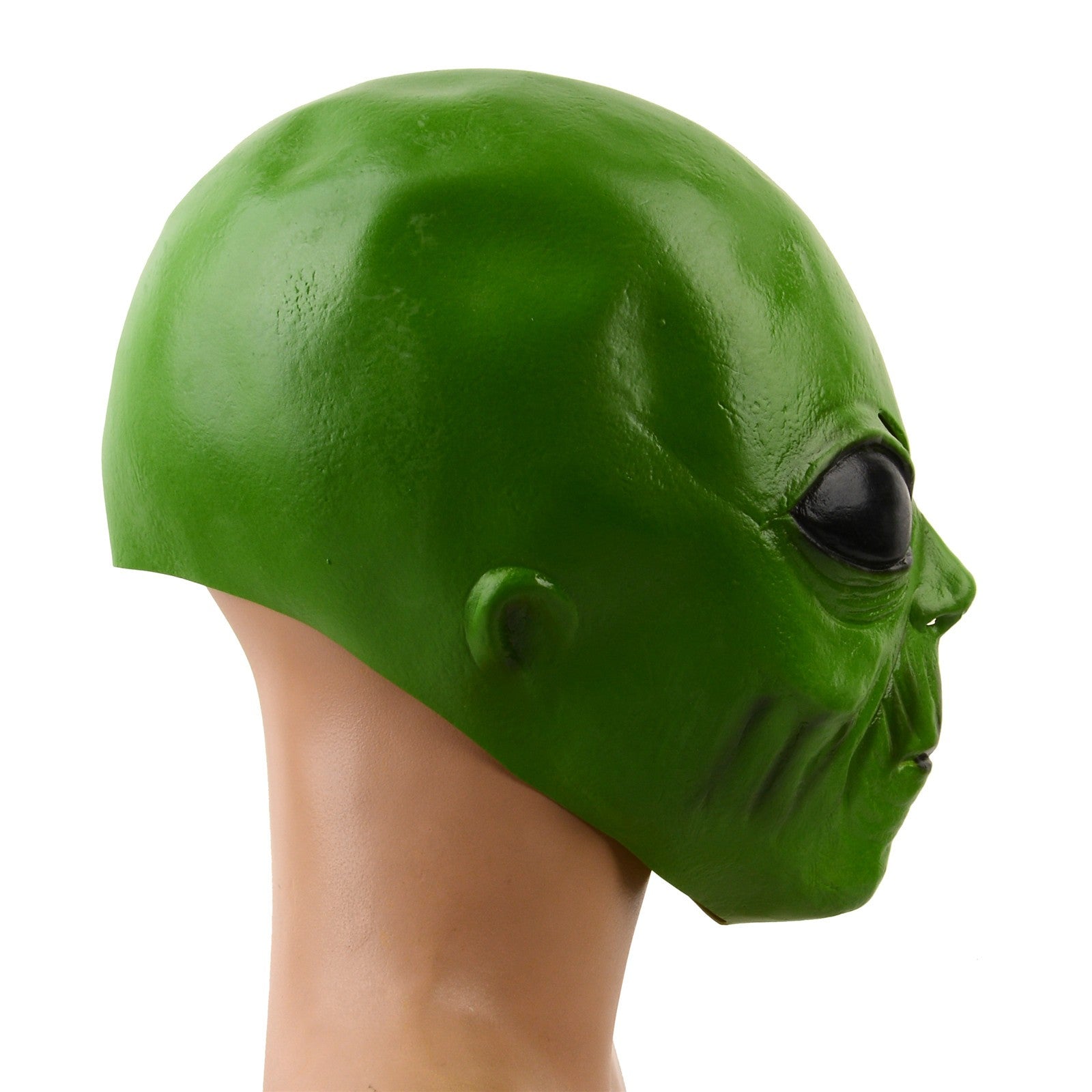 1pc Realistic Latex Green Alien Head Mask, Halloween, Christmas Holiday Decorations, Bar Shows, Rave Party Performance Costume