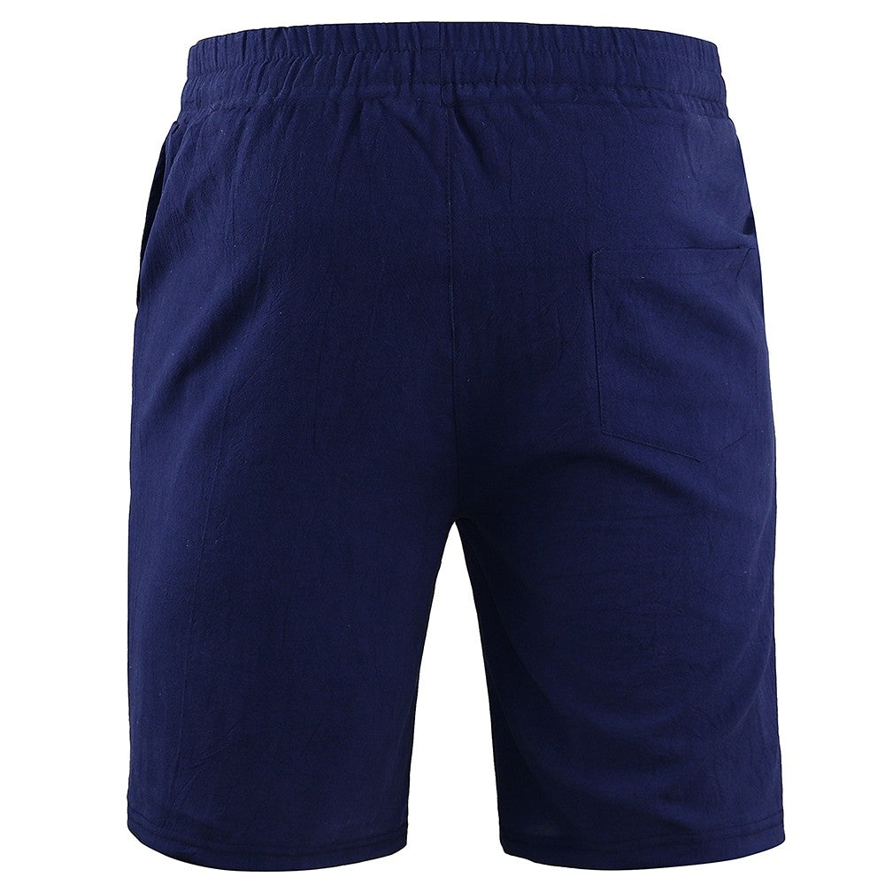 KB New Men's Cotton Linen Shorts Pants Male Summer Breathable Solid Color Linen Trousers Fitness Streetwear S-3XL