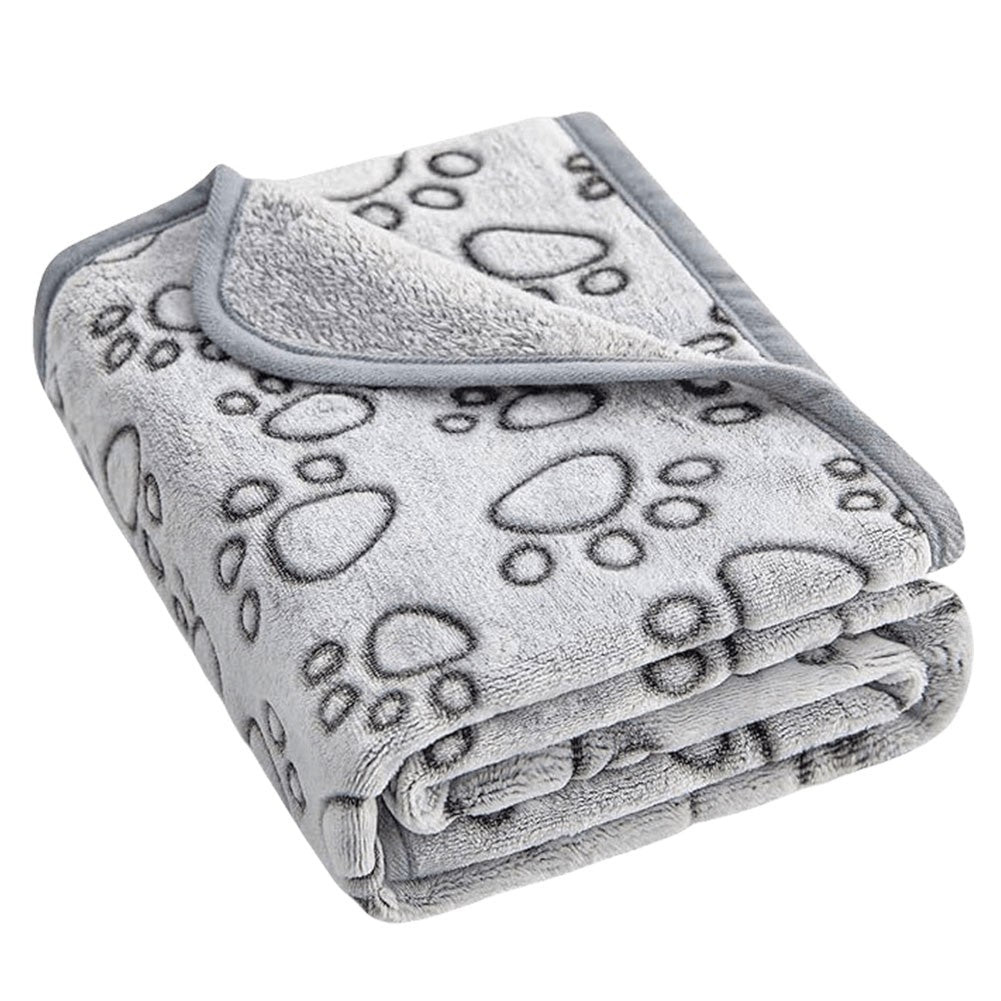 Colchonete de Flanela com Estampa de Patas para Cães e Gatos, Manta Macia e Quente Lavável para Sofá, Cama e Assento de Carro