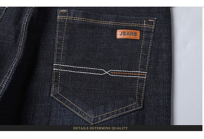 Calças Masculinas Jeans Retas Macias 2025 Outono Clássico Negócios Preto Motoqueiro Jeans Macacão Masculino Pantalone Hombre Mannen Homme