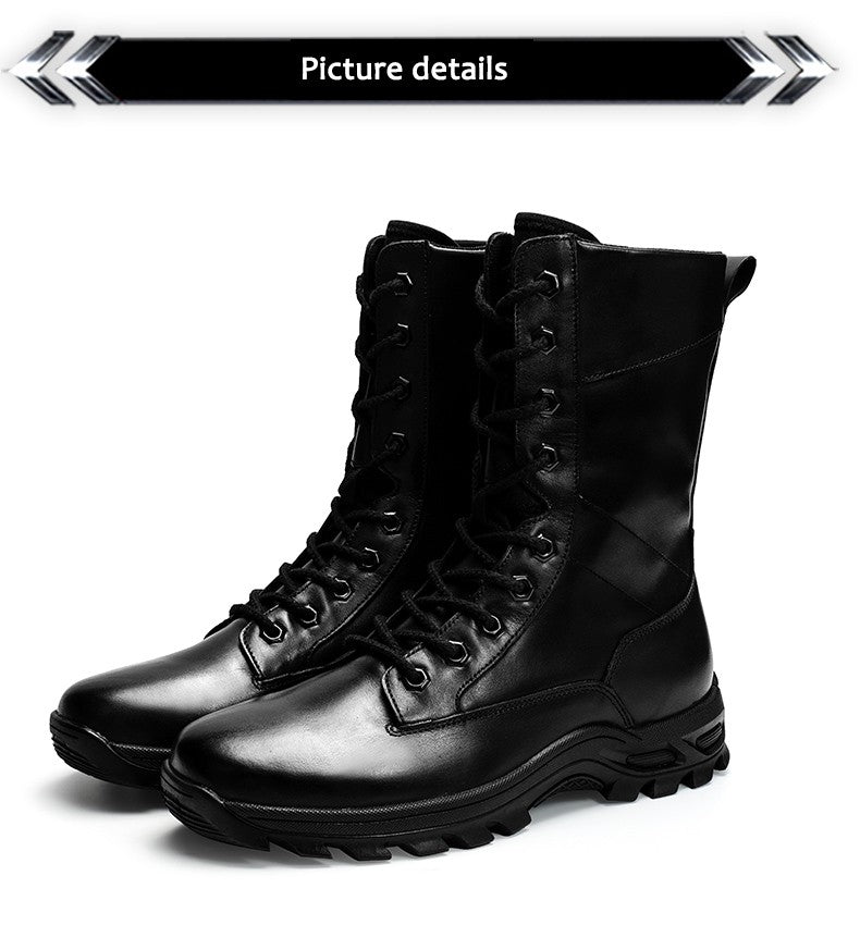 Botas de Couro Genuíno Masculinas de Cano Curto Botas Masculinas de Inverno de Couro com Pelo Quente para Exército Caça Sapatos Masculinos Botas Casuais Pretas