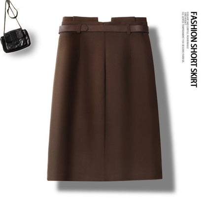 Elegant High Waist Solid Button Patchwork A-line Skirt Autumn Winter All-match Vintage Half Skirt Casual Fashion Women Clothing