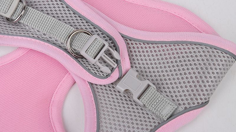 Conjunto de Coleira e Peitoral para Cães Pequenos Ajustável Peitoral Colete para Cães e Gatos Filhotes Bulldog Francês Chihuahua Pug Caminhada ao Ar Livre Guia Coleira