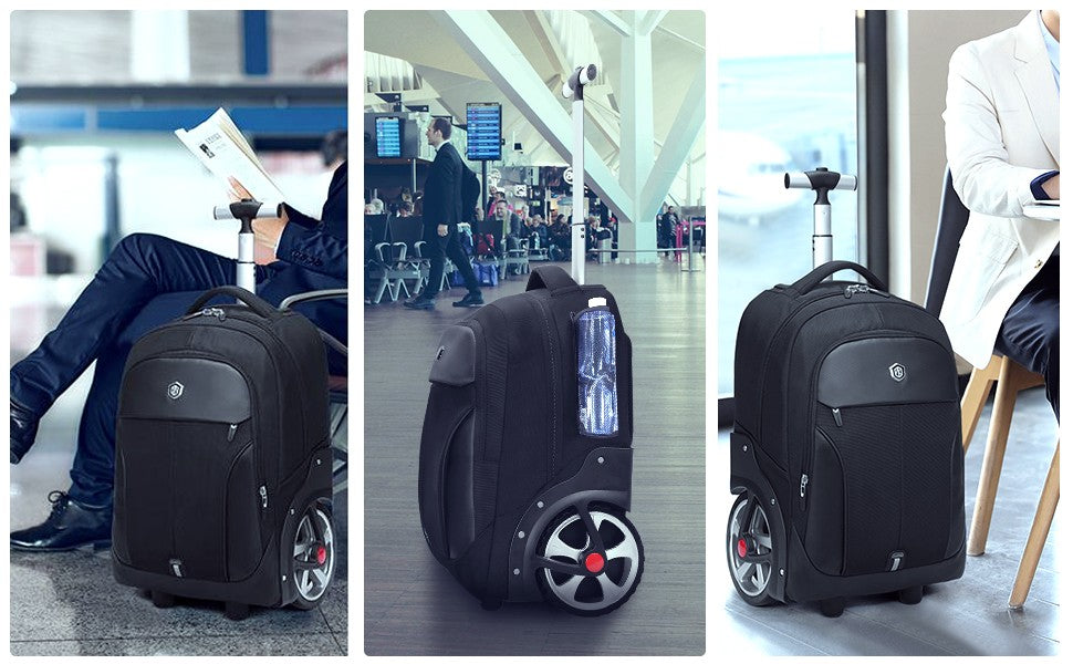 Mochila de Rodinhas de 20 polegadas com Rodas, Malas de Viagem, Bolsas de Carrinho de Grande Capacidade, Mochila Multiuso para Laptop de Mão
