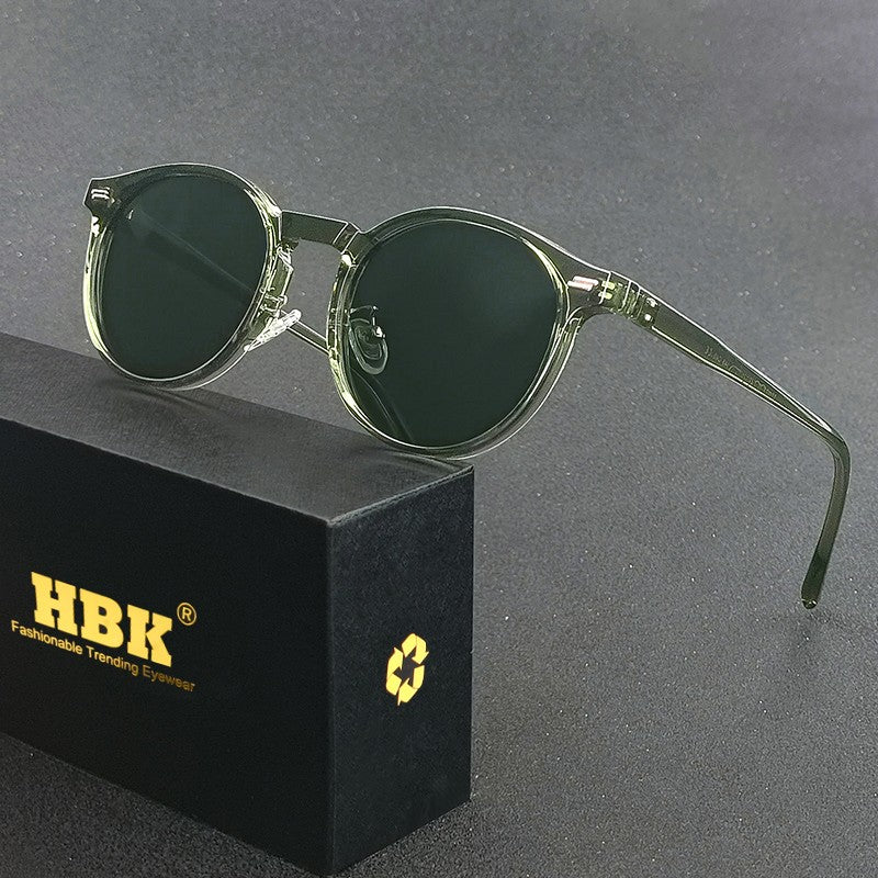 HBK Óculos De Sol Masculino Polarizado Redondo Armação TR90 Fashion Óculos De Sol Feminino Dirigir Esportes UV400 Lunette De Soleil Homme
