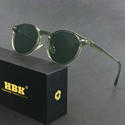 HBK Óculos De Sol Masculino Polarizado Redondo Armação TR90 Fashion Óculos De Sol Feminino Dirigir Esportes UV400 Lunette De Soleil Homme