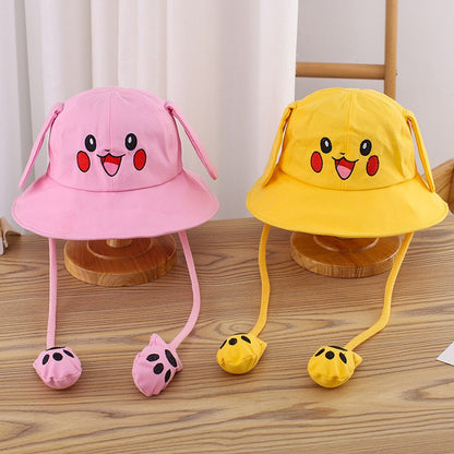 Kids Summer Broad-brimmed Cotton Hats Children Bucket Caps for Beach Holiday Boys Girls Sun Protection Hat Parent-child Outfit
