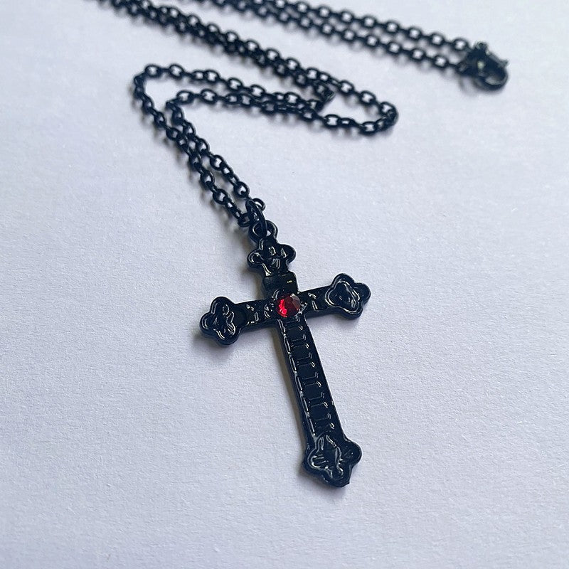 Gothic Cross Necklace For Women Men Punk Hollow Flower Cross Charms Choker Chain Vampires Pendant Jewelry Party Accessories Gift