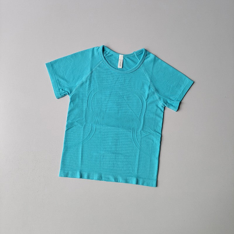 Sports Short-sleeved Women Casual Running T-shirt Tight Yoga Clothes Top Breathable Quick-drying Pilates Training Fitness Cloth