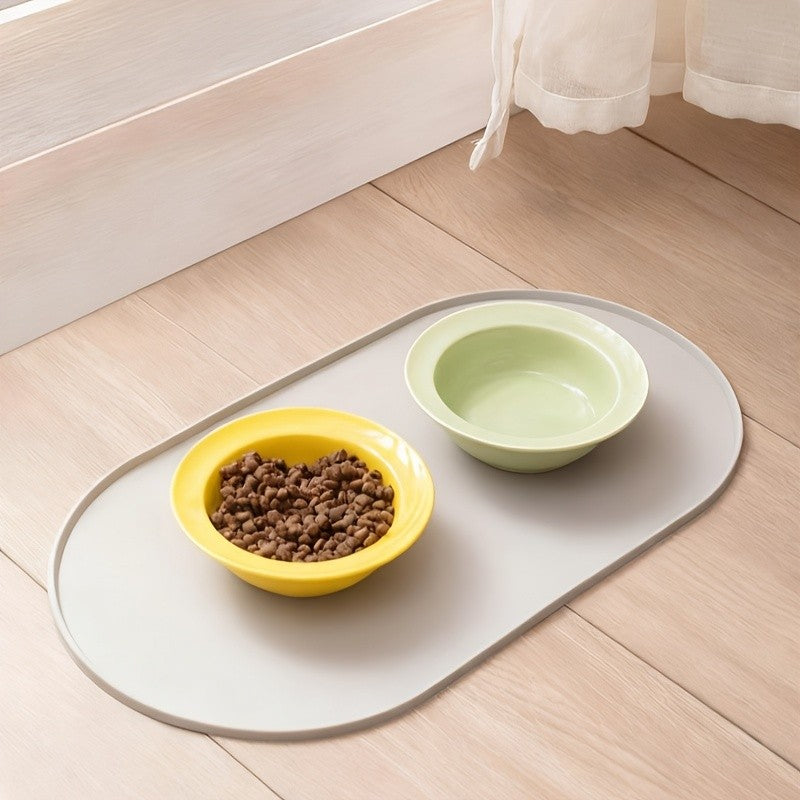 Tapete Alimentador Multifuncional para Cães e Gatos, Superfície Durável e Fácil de Limpar para Alimentos Úmidos/Secos com Bordas Elevadas Antiderrapantes