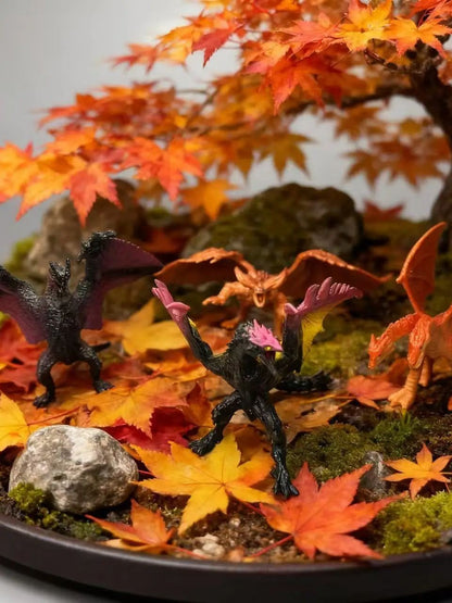 Figuras de ação de dinossauros jurássicos simulados. Parque de dinossauros. Pterodáctilo, Anquilossauro, Diplodoco. Decorações de modelos. Brinquedos. Criança