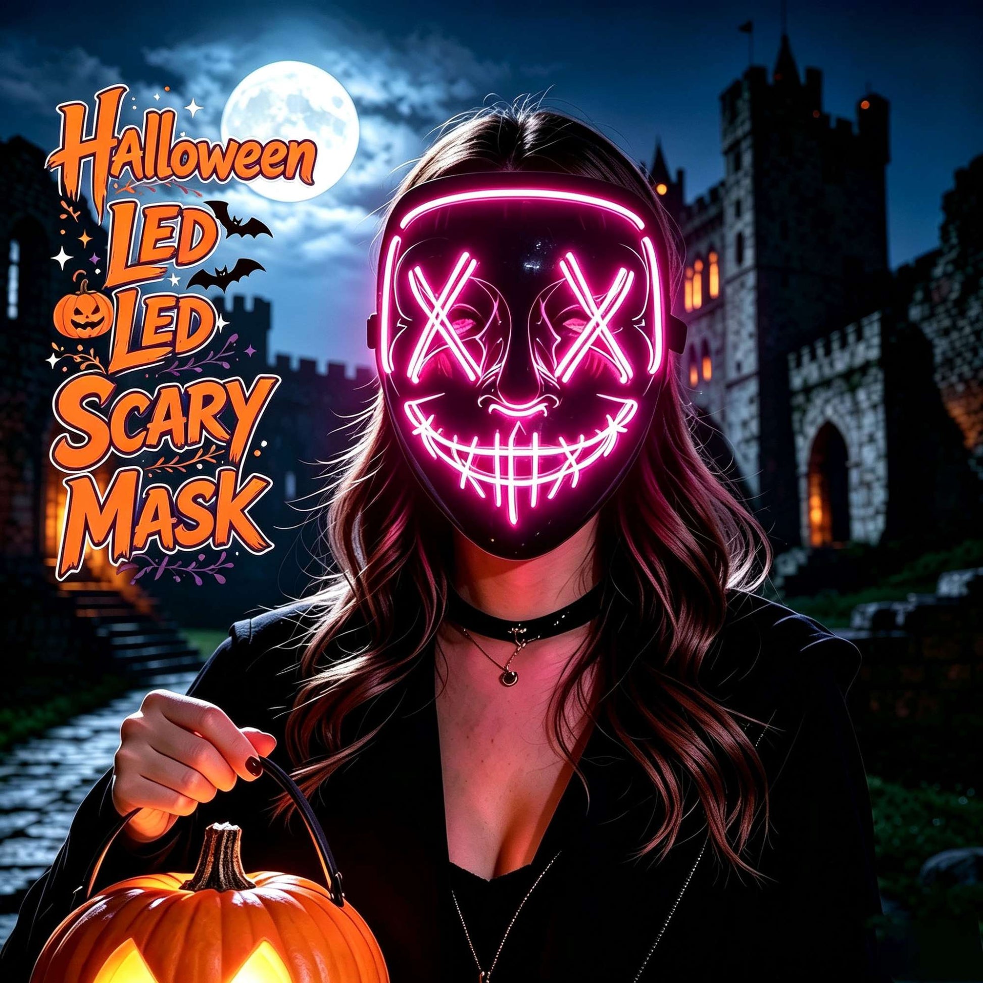 Wireless LED Purge Mask Neon Glow In Dark Scary Grimace Full Face Mask Cosplay Rave Bar Club Masquerade Carnival Party Decor
