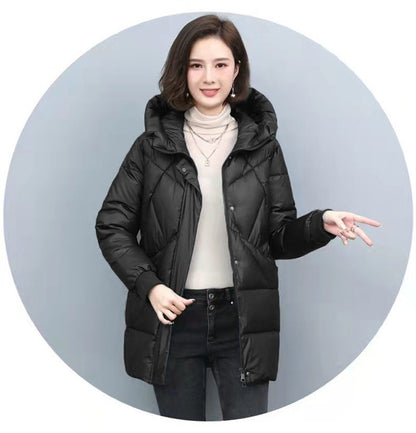 2023 Hooded Cotton Coat Women's Mid-Length Winter Jackets Elegant Mother's Parkas Padded Jacket Thick Down Padded Jacket Vintage