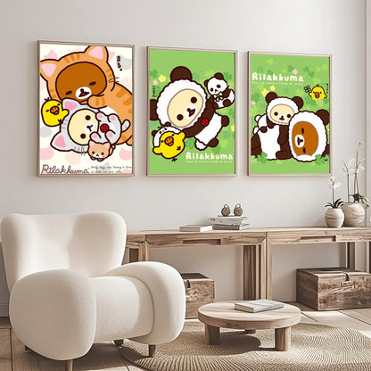 Cute Cartoon Anime R-Rilakkuma Poster High Quality Wall Art for Home Office Bedroom Living Room Hallway Bar Perfect Gift Idea