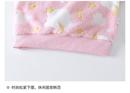 Autumn Winter Sleepwear Flannel Pajamas For Girls Boys Long Sleeve Tops+Pants Suits Fashion Home Clothing Baby Kid Sleep Costume