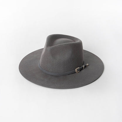 Chapéu Fedora de Feltro 100% Lã Australiana com cinto de feltro e aba larga de design moderno
