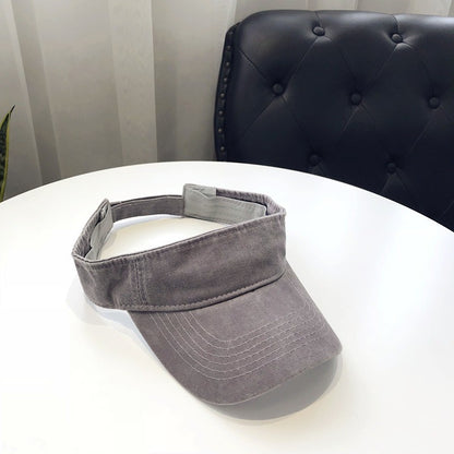 Chapéus de Sol de Verão Algodão Lavado Viseira Topo Aberto Feminino Masculino Esporte Viagem Chapéu de Praia Cor Sólida Protetor Solar Anti Uv Viseira Bonés de Golfe