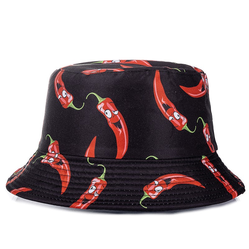 Chapéu Bucket Unissex Quente de Verão com Estampa de Frutas, Dupla Face, Chapéu de Sol Feminino, Chapéu Panama Clássico Masculino