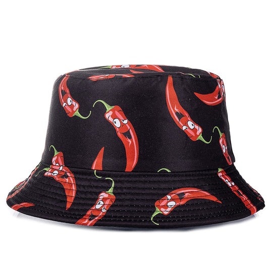 Chapéu Bucket Unissex Quente de Verão com Estampa de Frutas, Dupla Face, Chapéu de Sol Feminino, Chapéu Panama Clássico Masculino