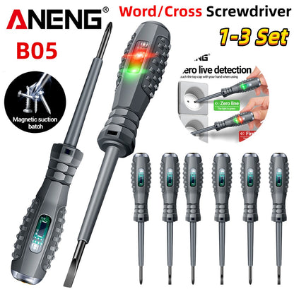 Chaves de fenda ANENG B05 de fenda/cruz Indicador de lâmpada neon Medidor Caneta elétrica Caneta testadora de bolso isolada para eletricistas Ferramentas