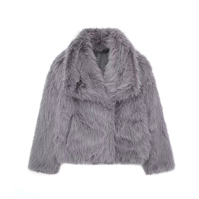 MUJER Faux Fur Coat Plush Fluffy Women's Jacket 2025 Woman Autumn Winter New in Outerwears White Red Gray Black Blends Coats