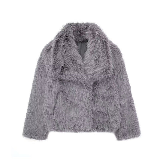 MUJER Faux Fur Coat Plush Fluffy Women's Jacket 2025 Woman Autumn Winter New in Outerwears White Red Gray Black Blends Coats