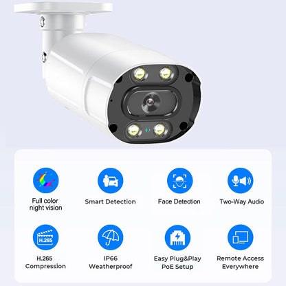 UHD 4K 8MP 5MP POE IP metal Camera Intercom AI Face/Human/Car Detection Color Night CCTV Video Surveillance Security For NVR