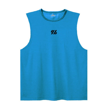 Mens Running Sleeveless Sport Tank Tops Gym Bodybuilding Fitness Workout Muscle Vests Mesh Cool Breathable Quick Dry T-Shirts