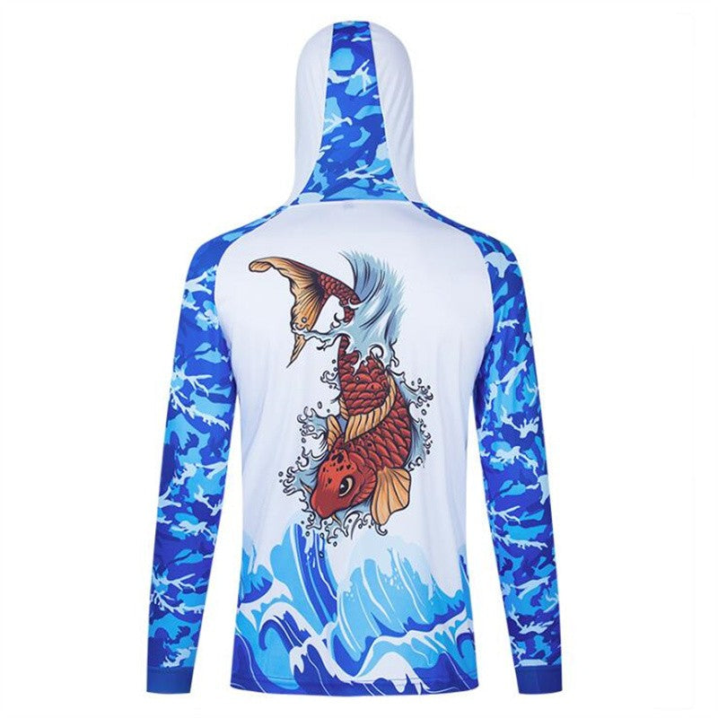 Camisa de Pesca Masculina de Manga Longa Profissional Respirável de Secagem Rápida com Capuz Anti-UV Roupas Masculinas para Exterior Casaco de Pesca