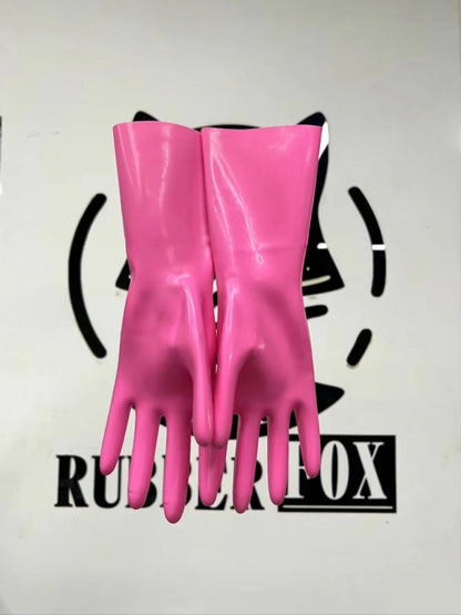 Transparent Lilac Rubber Short Gloves Elastic Snug Fit