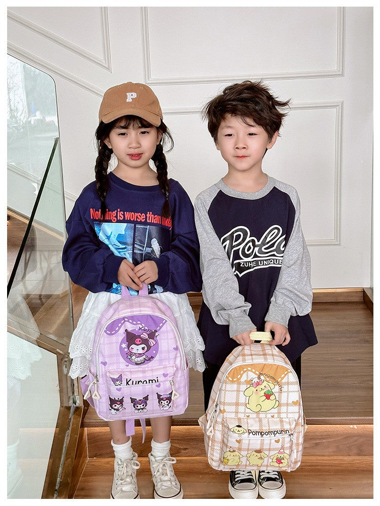 Mochilas Hello Kitty Kuromi Cinnamoroll com estampa de desenho animado fofo e leve para meninos e meninas do jardim de infância
