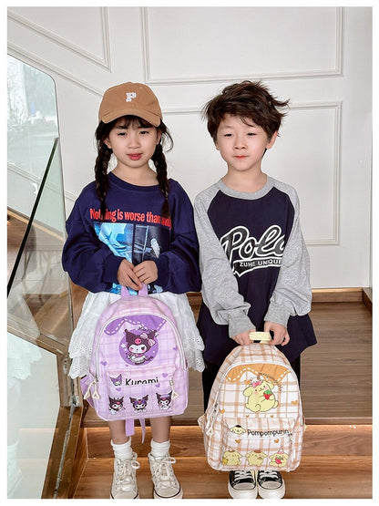 Mochilas Hello Kitty Kuromi Cinnamoroll com estampa de desenho animado fofo e leve para meninos e meninas do jardim de infância