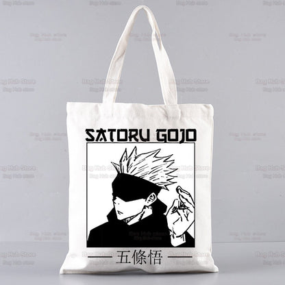Jujutsu Kaisen Cartoon Shopping Bag Ryomen Sukuna Itadori Yuji Bolsas De Tela Shopper Okkotsu Yuta Gojo Satoru Shopping Jute Bag