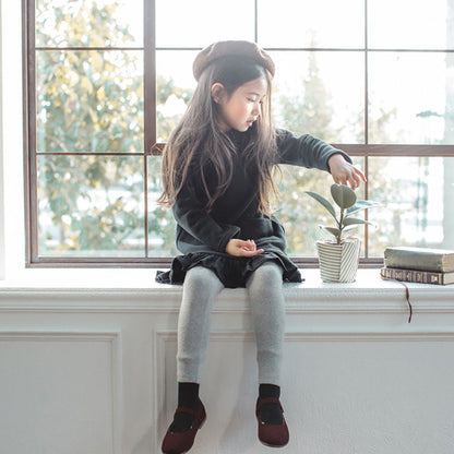 Girls Fleece-Lined Thermal Leggings Children Winter Thickened Warm Comfortable Outdoor Pants Kids Solid Color Casual Bottoms