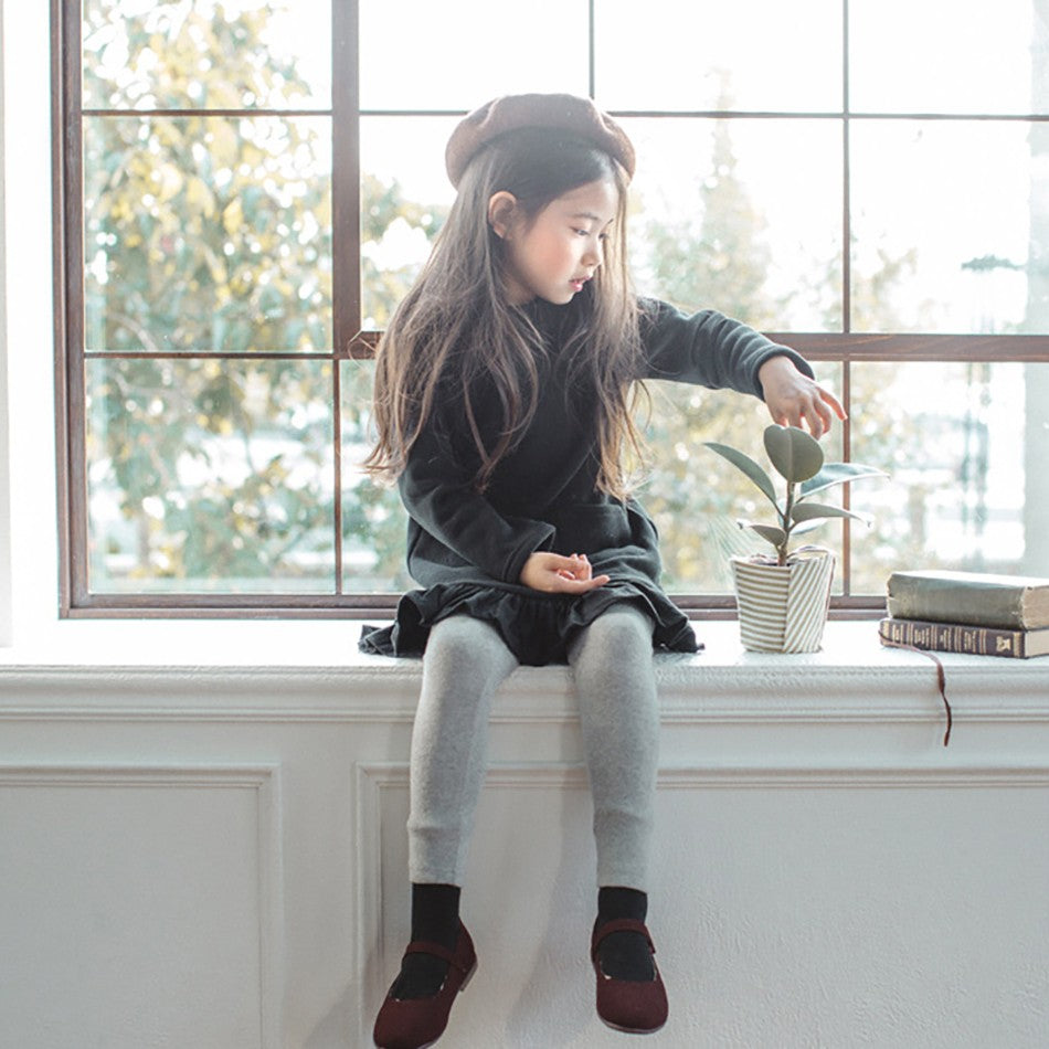 Girls Fleece-Lined Thermal Leggings Children Winter Thickened Warm Comfortable Outdoor Pants Kids Solid Color Casual Bottoms