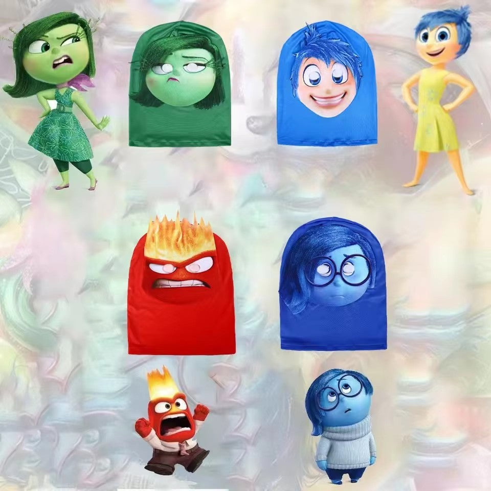2025New Anime MovieInside Out 3D Printed Joy Disgust Anger Sadness Cosplay Costume Headgear Halloween PartyGame Mask Gift