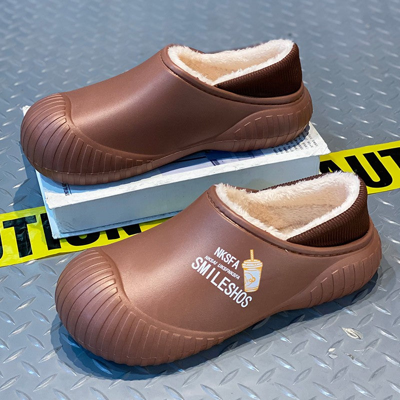 Men Winter Warm Slippers Couple House Cotton Shoes Outdoor EVA Fur Shoes Plush Slippers Home Bedroom Shoes Big Size Slides 39-44