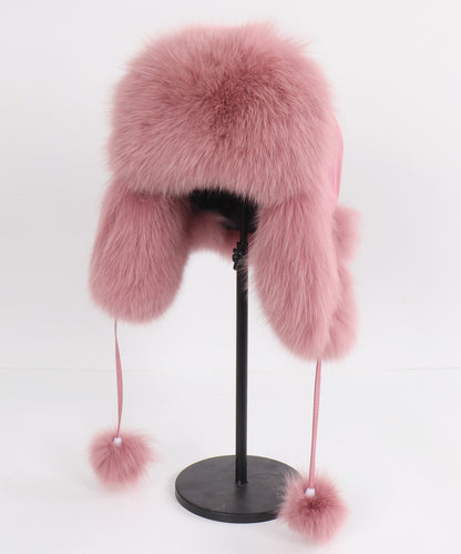 2025 Novo Chapéu Feminino Ushanka Russo de Pele de Raposa Natural Inverno Grosso Quente Orelhas Moda Chapéu Bomber Senhora Gorro Genuíno de Pele de Raposa Real