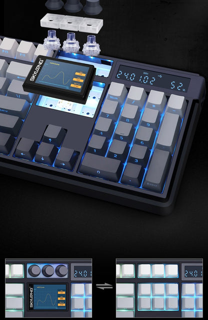 SKYLOONG GK104 Pro Full-Size 3-Mode Wireless Mechanical Keyboard with 3.0 Screen 3 Knobs Hot-Swappable Silent Switch PBT keycaps