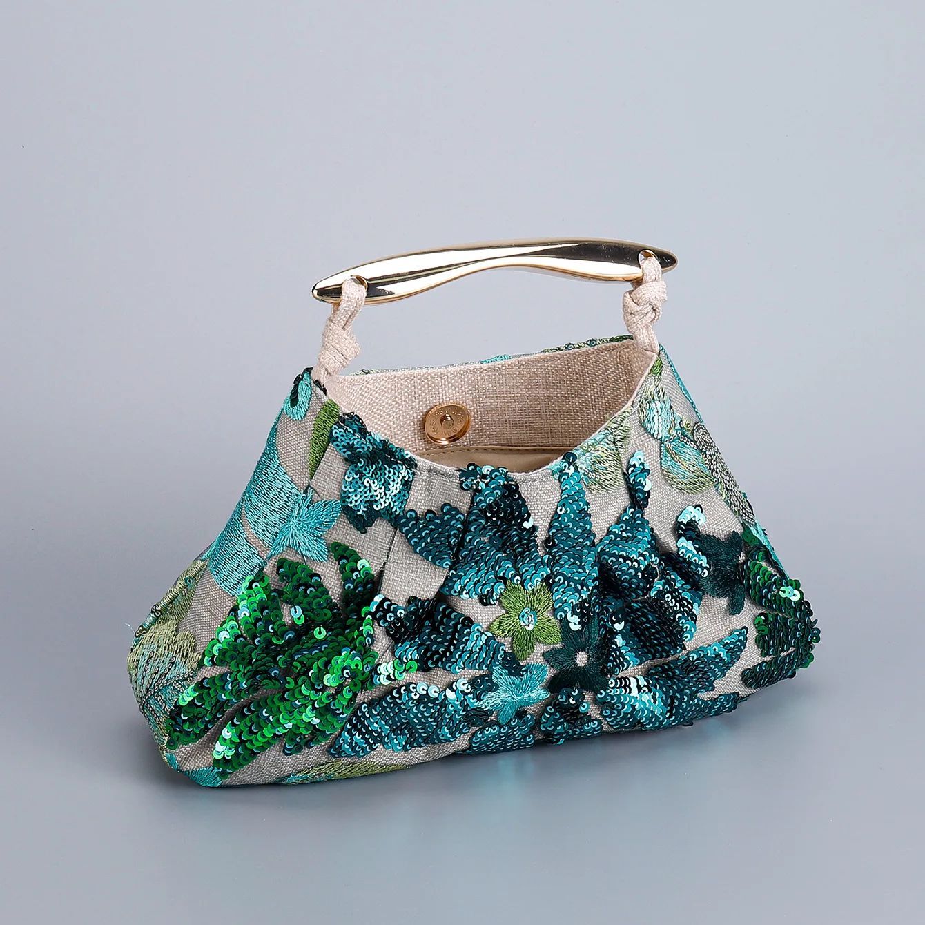 Delicated Sequins Luxury Evening Bag Pleated Handbag Elegant Embroidered Evening Bag for Women Wedding Banquet Cheongsam Handbag