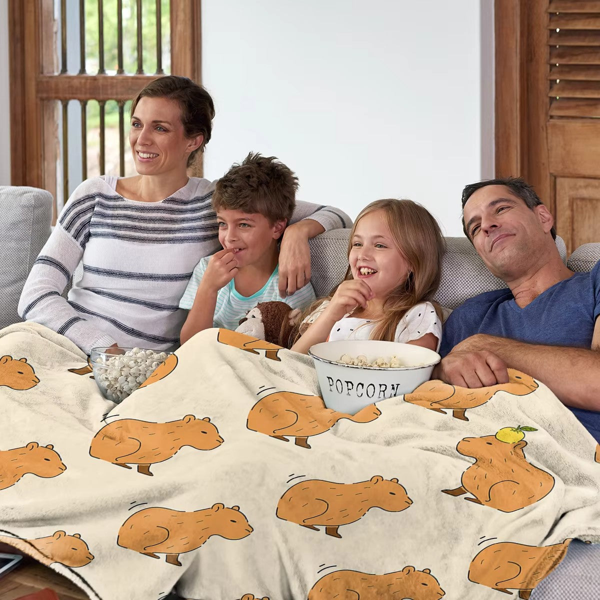 Trembling Capybara Printed Throw Blanket Plush Fluffy Flannel Fleece Soft For Sofa Couch Bed