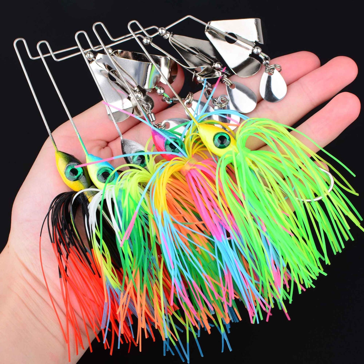 Isca artificial 5Pcs Spinnerbait Bass jig Weedless Buzzbait Wobbler Chatterbait para robalo, lúcio, truta, pesca esportiva