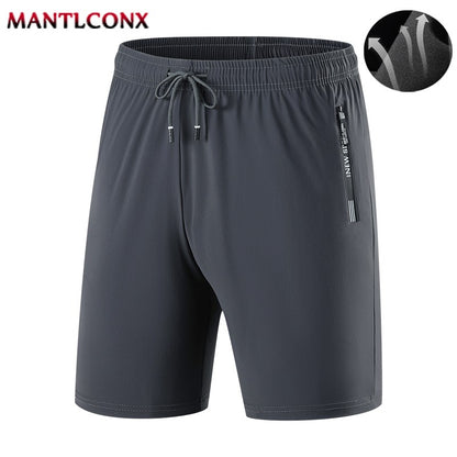 Quick Dry Shorts Men Summer Thin Short Pants Running Sports Bottom Gym Fitness Beach Zipper Pocket Loose Short Sweatpants Men