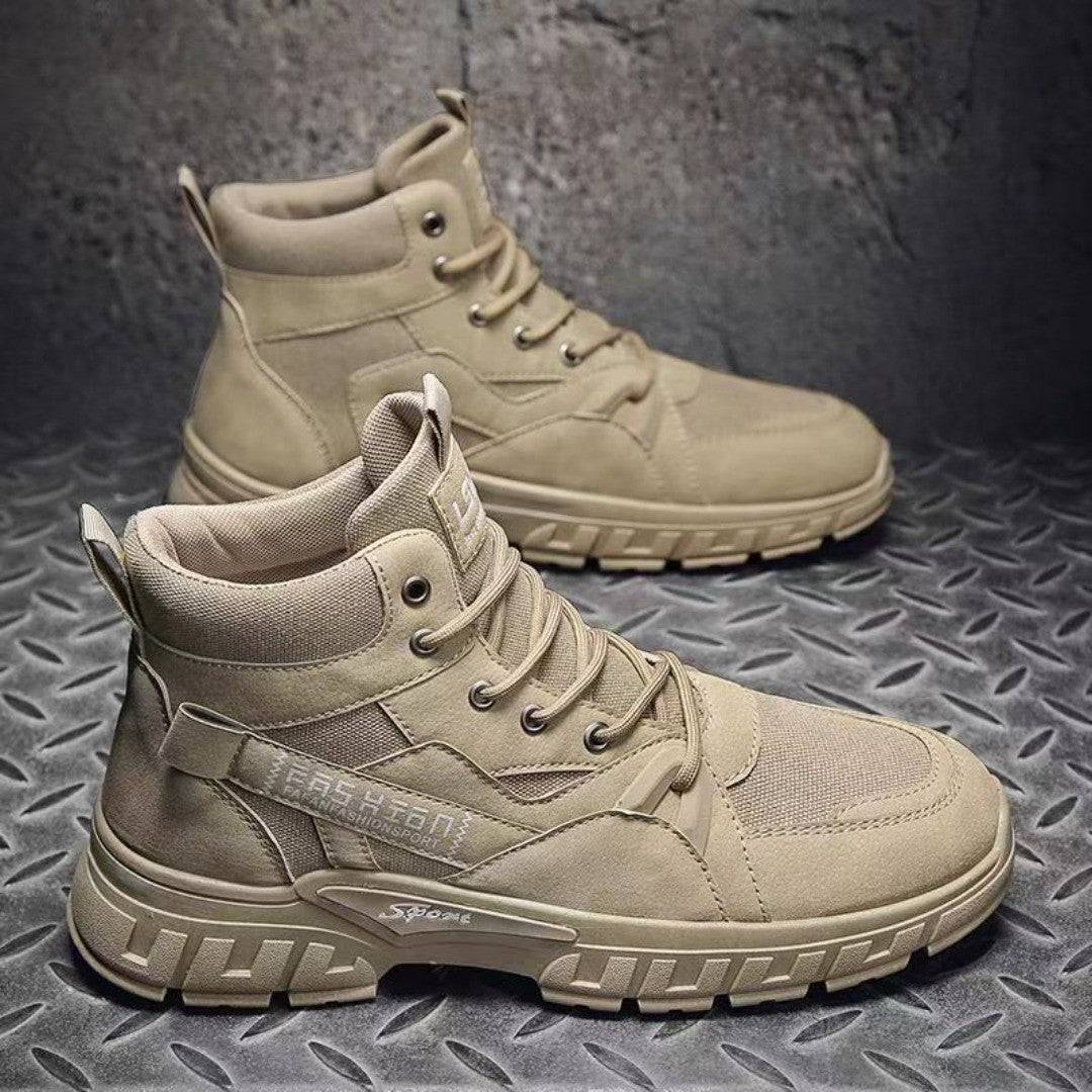 2025 new men's retro high top work boots, anti slip and durable hiking shoes, comfortable tactical desert outdoor men's shoes
